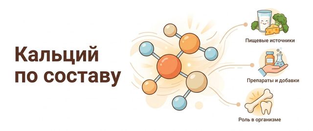 Кальций по составу: цитрат или карбонат, мг элемента, с D3 и K2