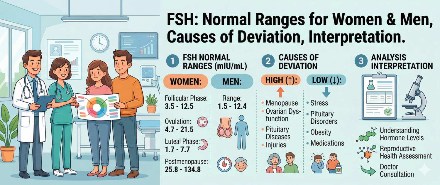 FSH: Normal Levels in Women and Men, Causes of Abnormalities — LabReadAI